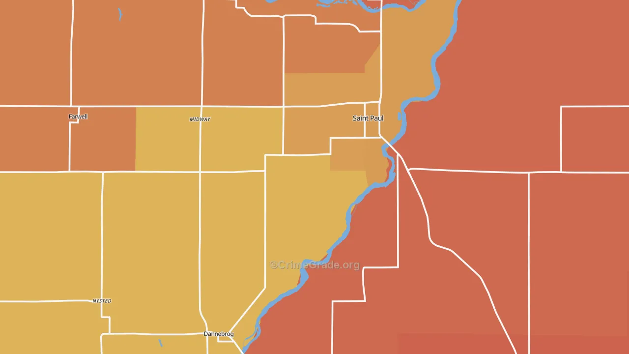Howard County, NE Map of Robbery Rates