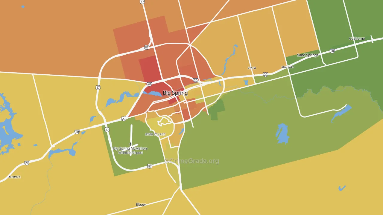 Howard County, TX Map of Robbery Rates