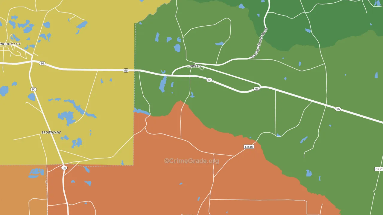 Howard, GA Map of Robbery Rates