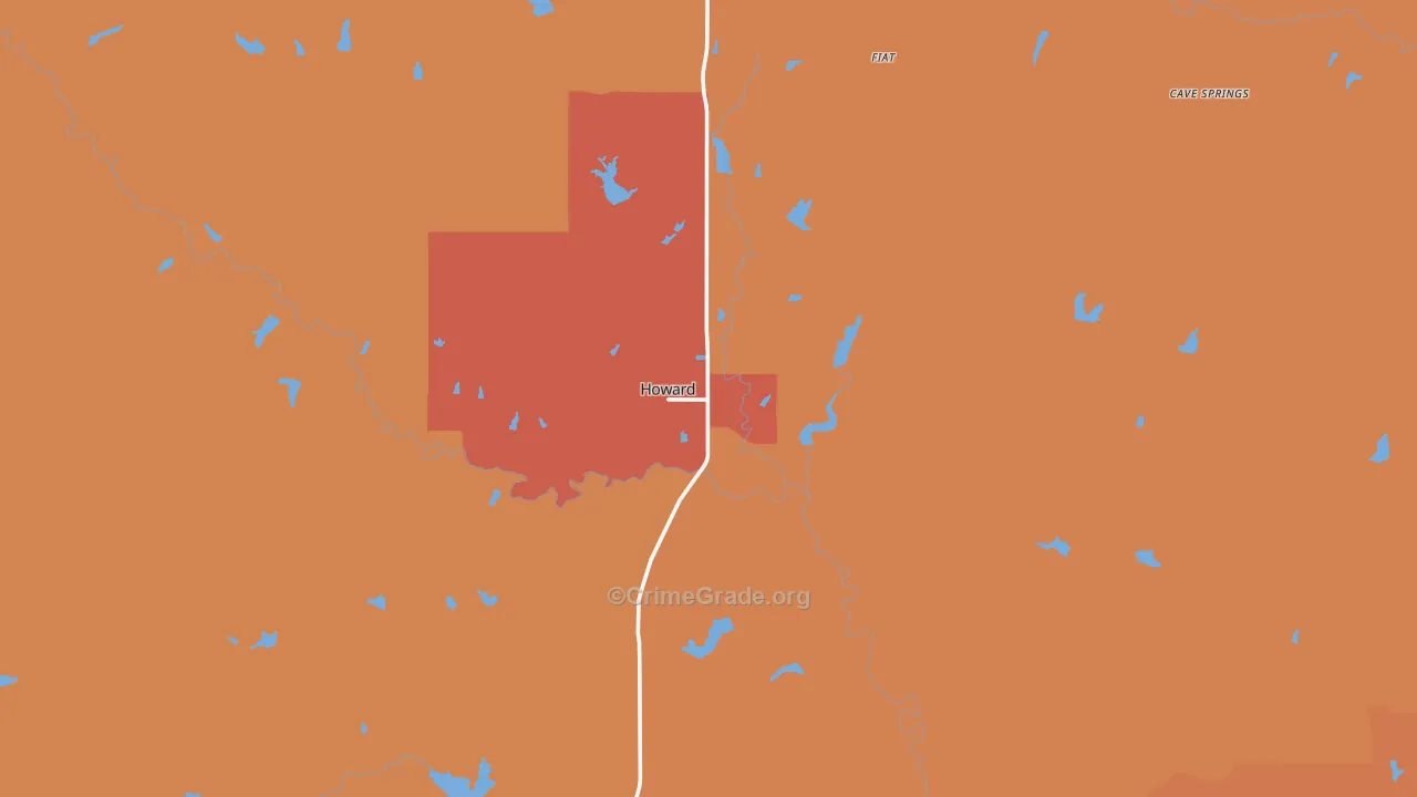 Howard, KS Map of Robbery Rates