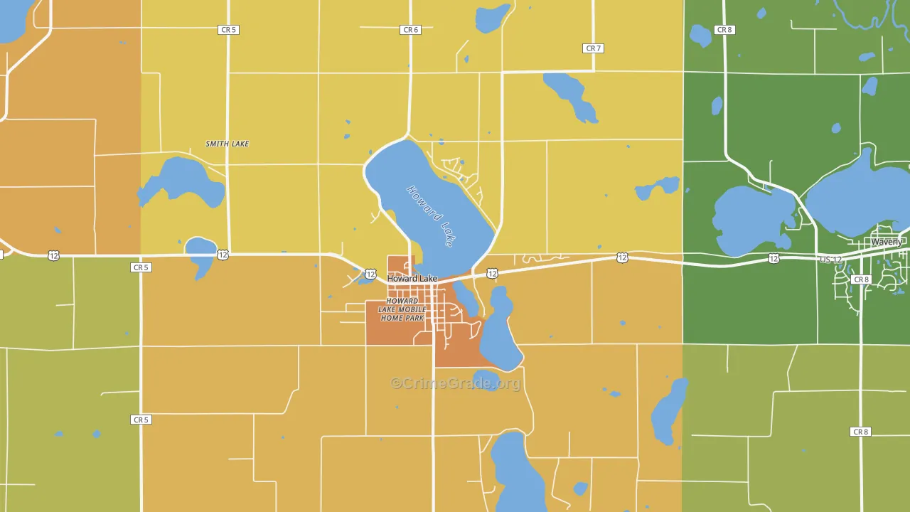 Howard Lake, MN Map of Robbery Rates