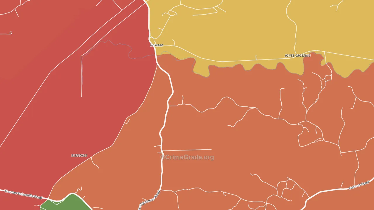 Howard, MS Map of Robbery Rates