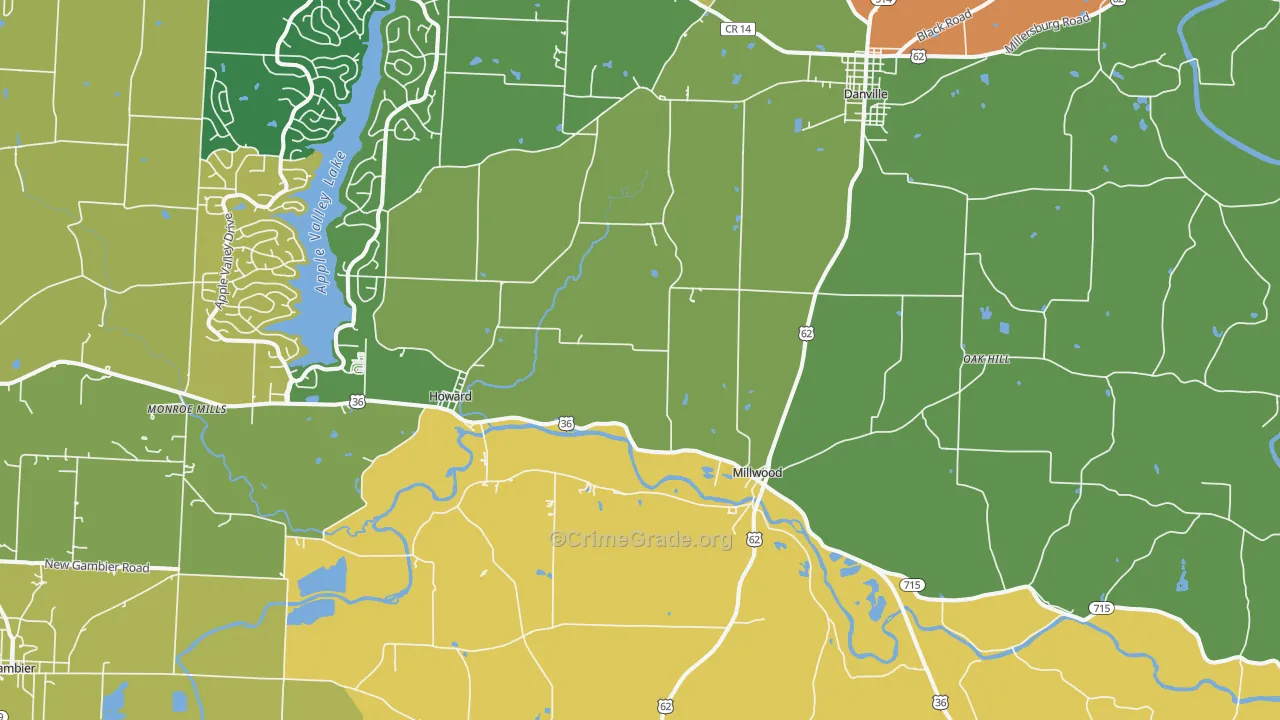 Howard, OH Map of Robbery Rates