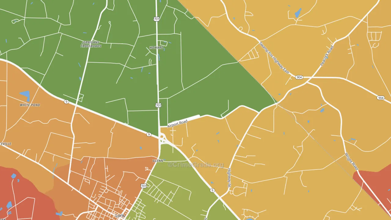 Howard, SC Map of Robbery Rates