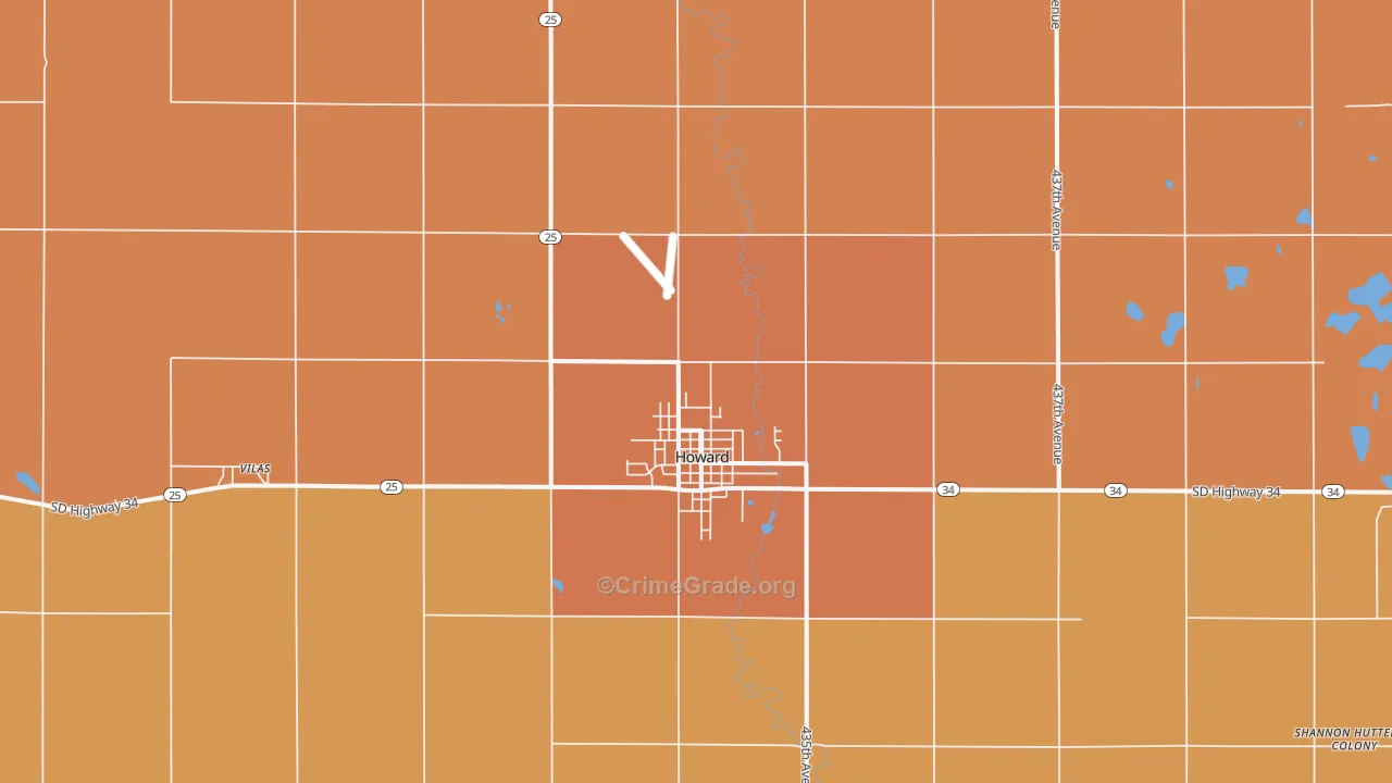 Howard, SD Map of Robbery Rates