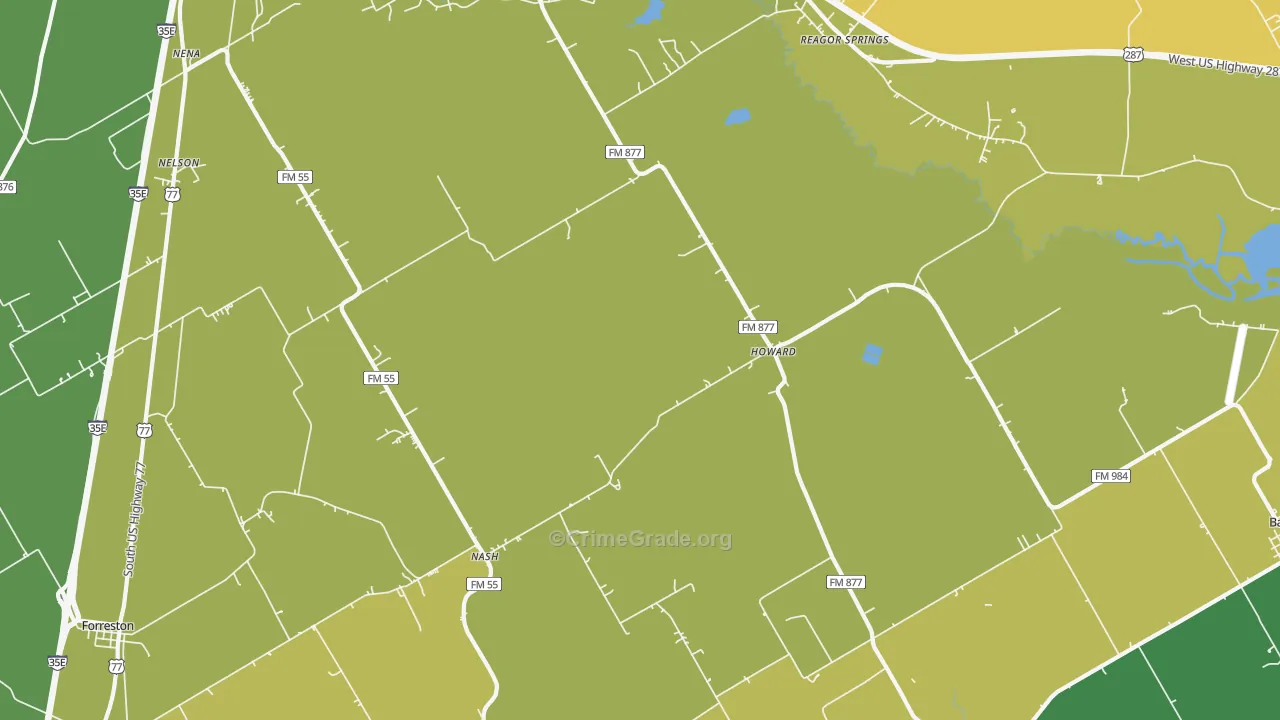 Howard, TX Map of Robbery Rates