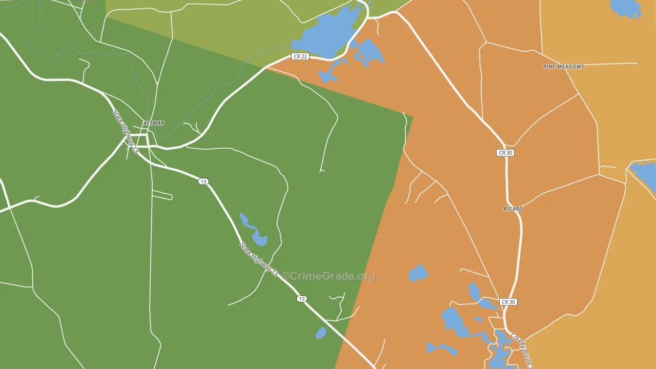 Howardville, NY Map of Robbery Rates