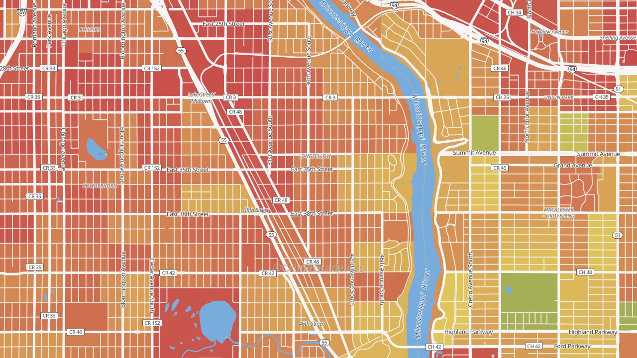 Howe, Minneapolis, MN Map of Robbery Rates