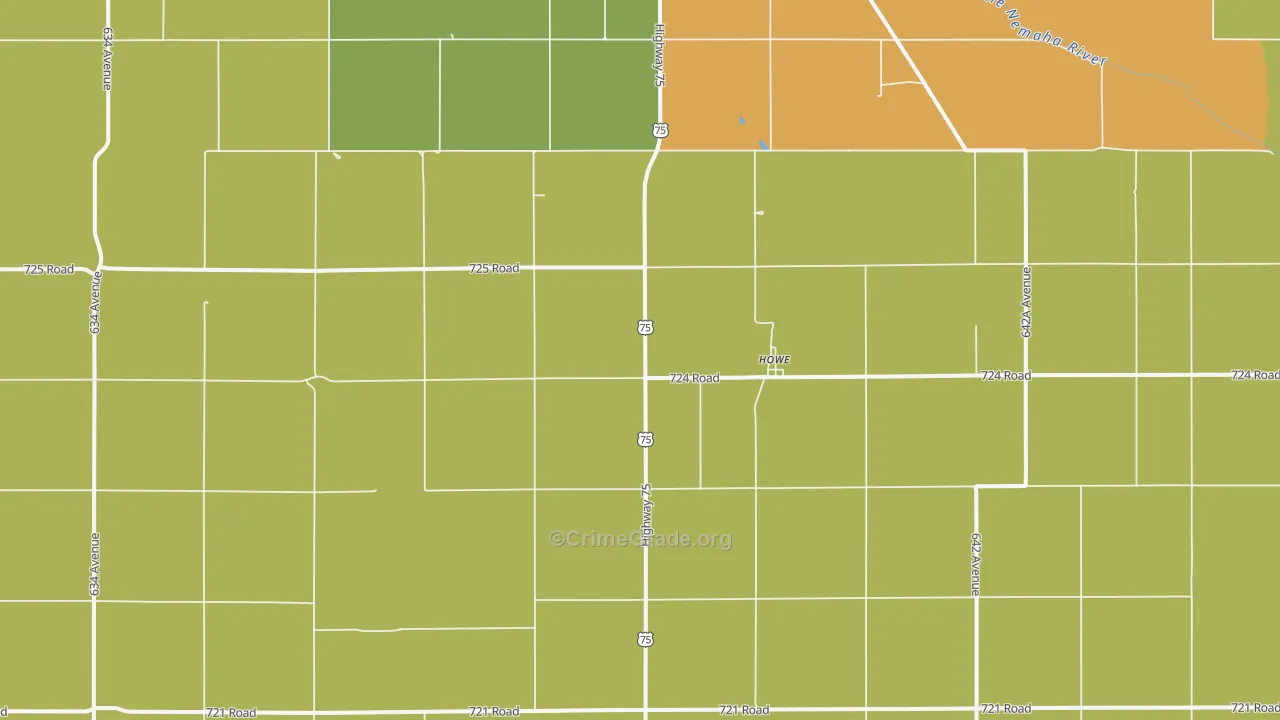 Howe, NE Map of Robbery Rates