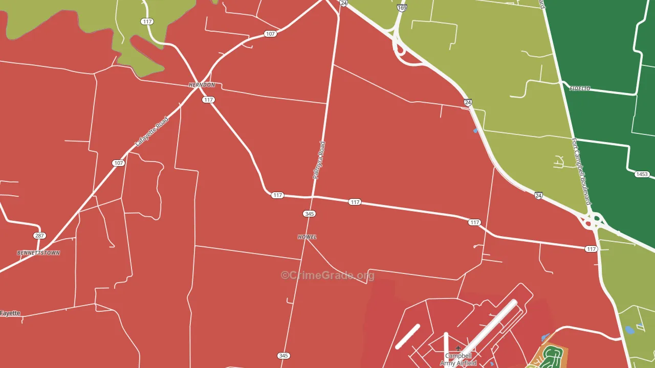 Howel, KY Map of Robbery Rates