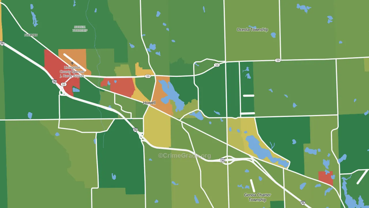 Howell, MI Map of Robbery Rates