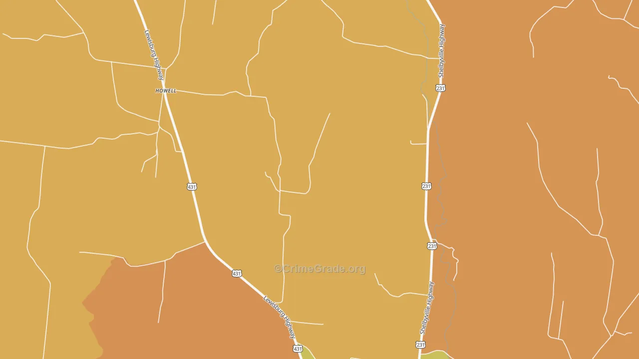 Howell, TN Map of Robbery Rates