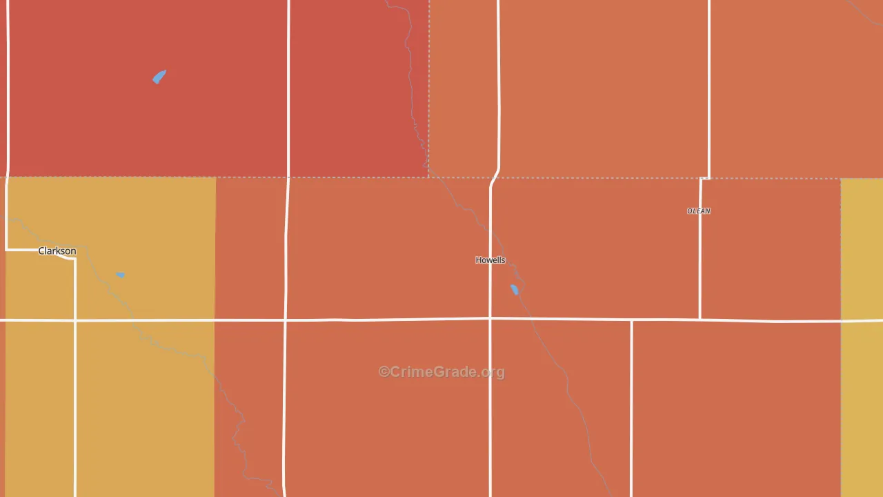 Howells, NE Map of Robbery Rates