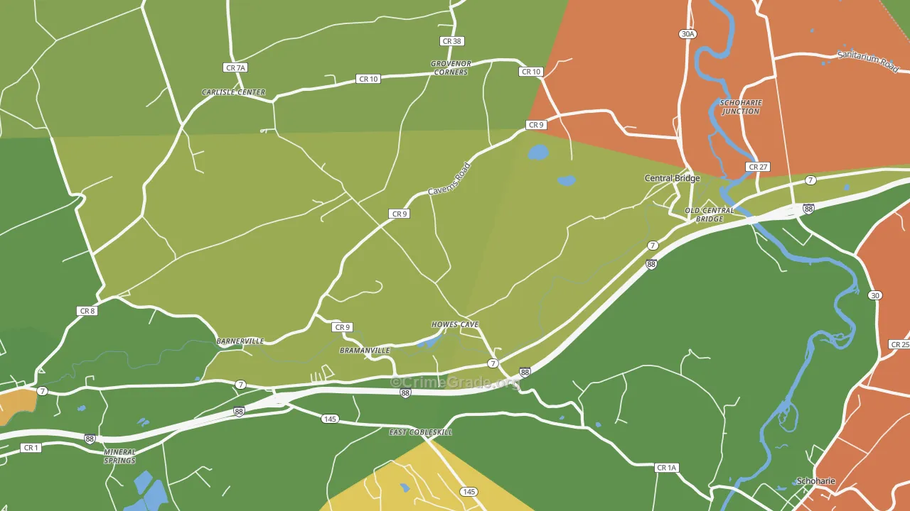 Howes Cave, NY Map of Robbery Rates