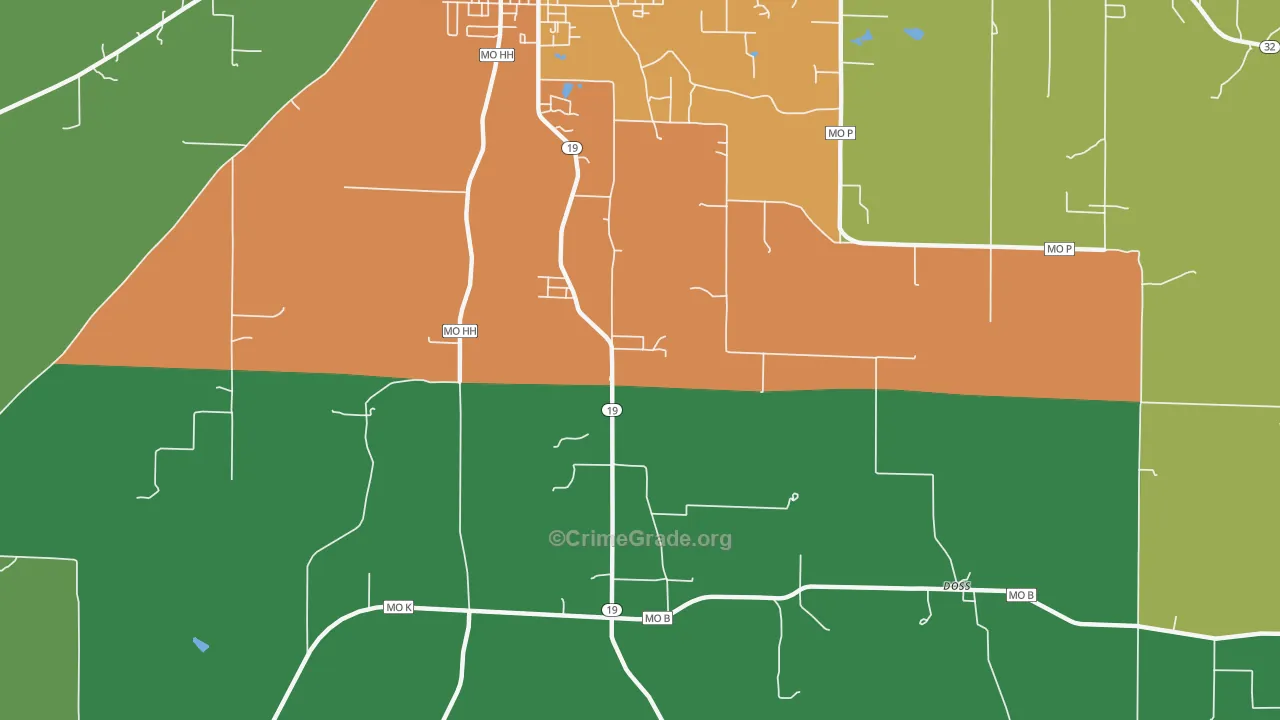Howes Mill, MO Map of Robbery Rates