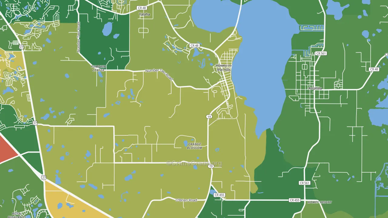 Howey-in-the-Hills, FL Map of Robbery Rates