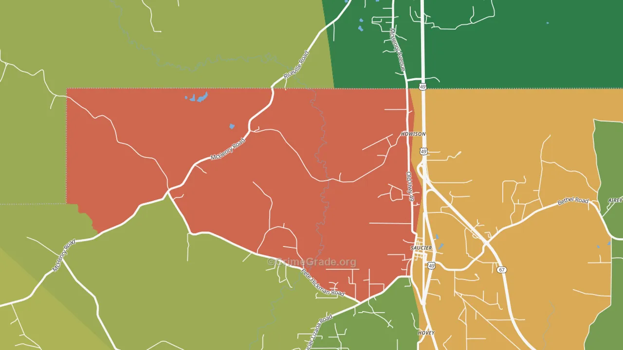 Howison, MS Map of Robbery Rates