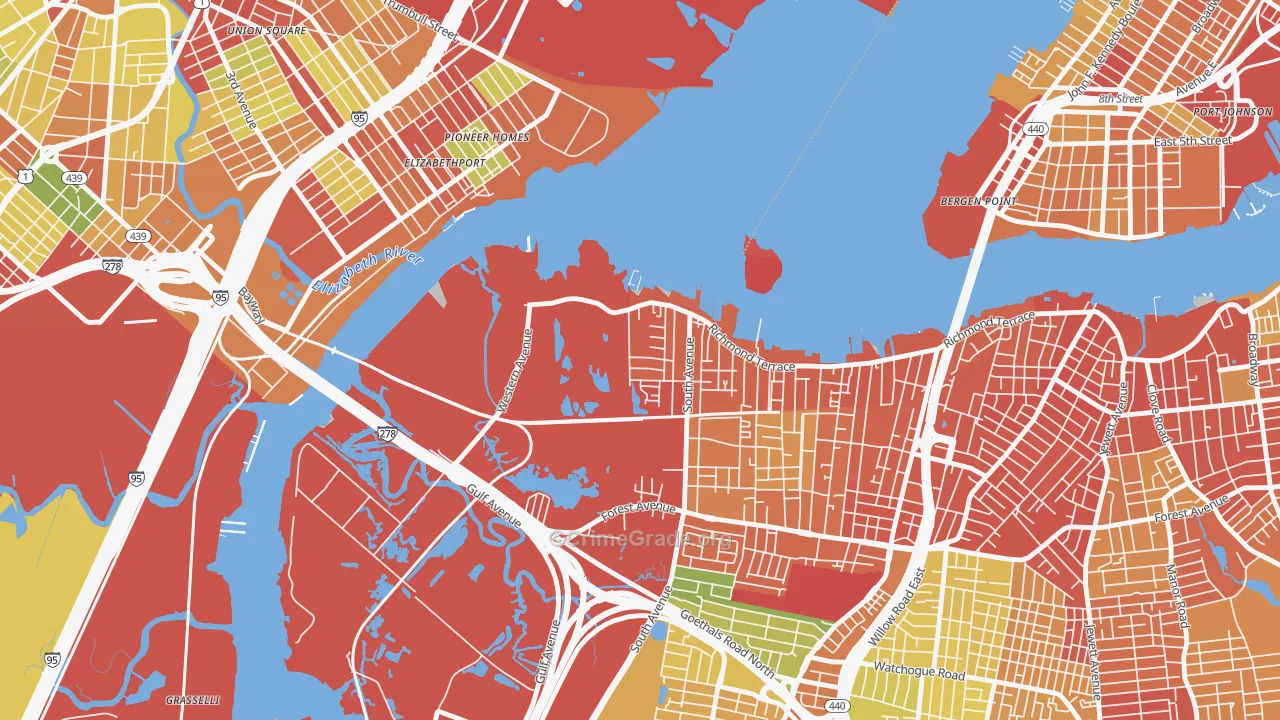 Howland Hook, Staten Island, NY Map of Robbery Rates