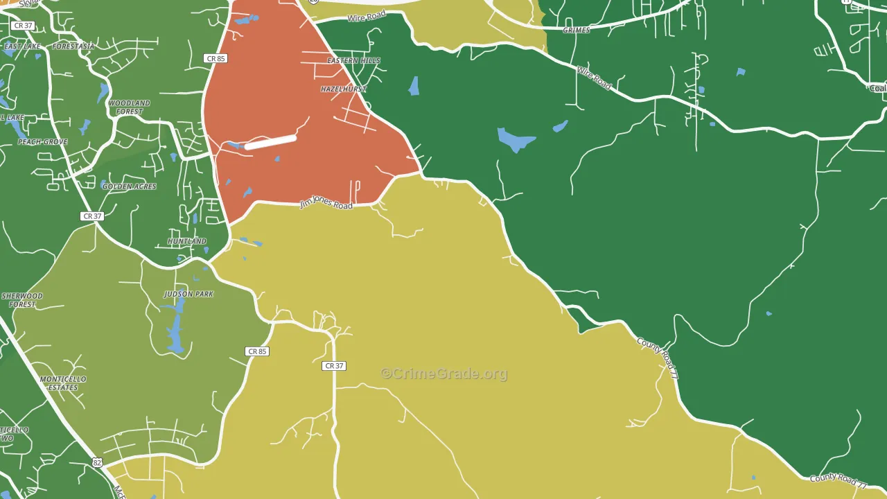 Howton, AL Map of Robbery Rates