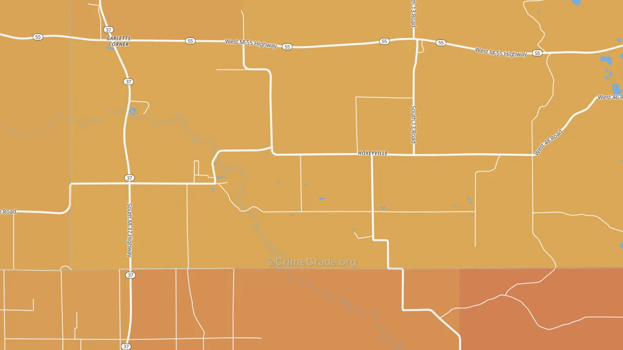 Hoxeyville, MI Map of Robbery Rates