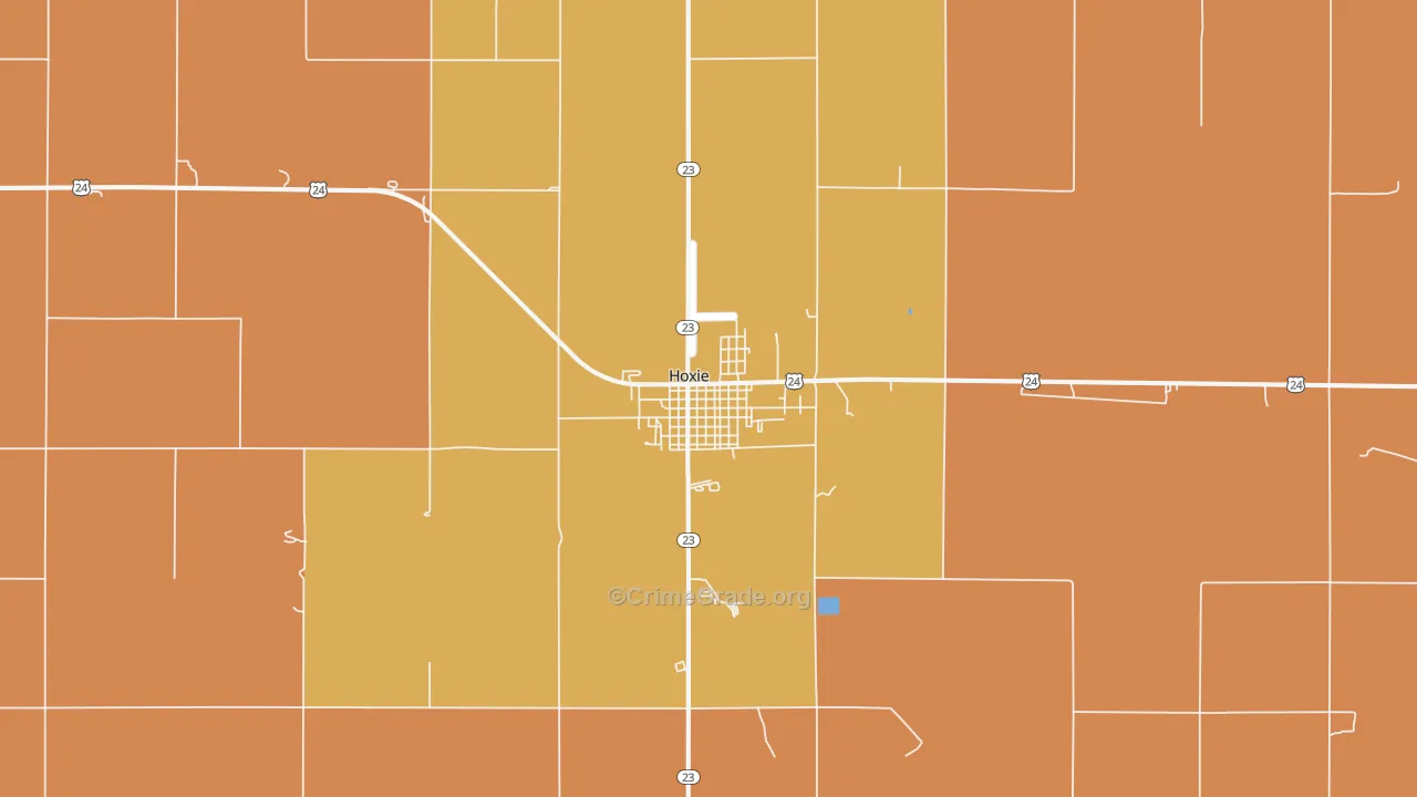 Hoxie, KS Map of Robbery Rates