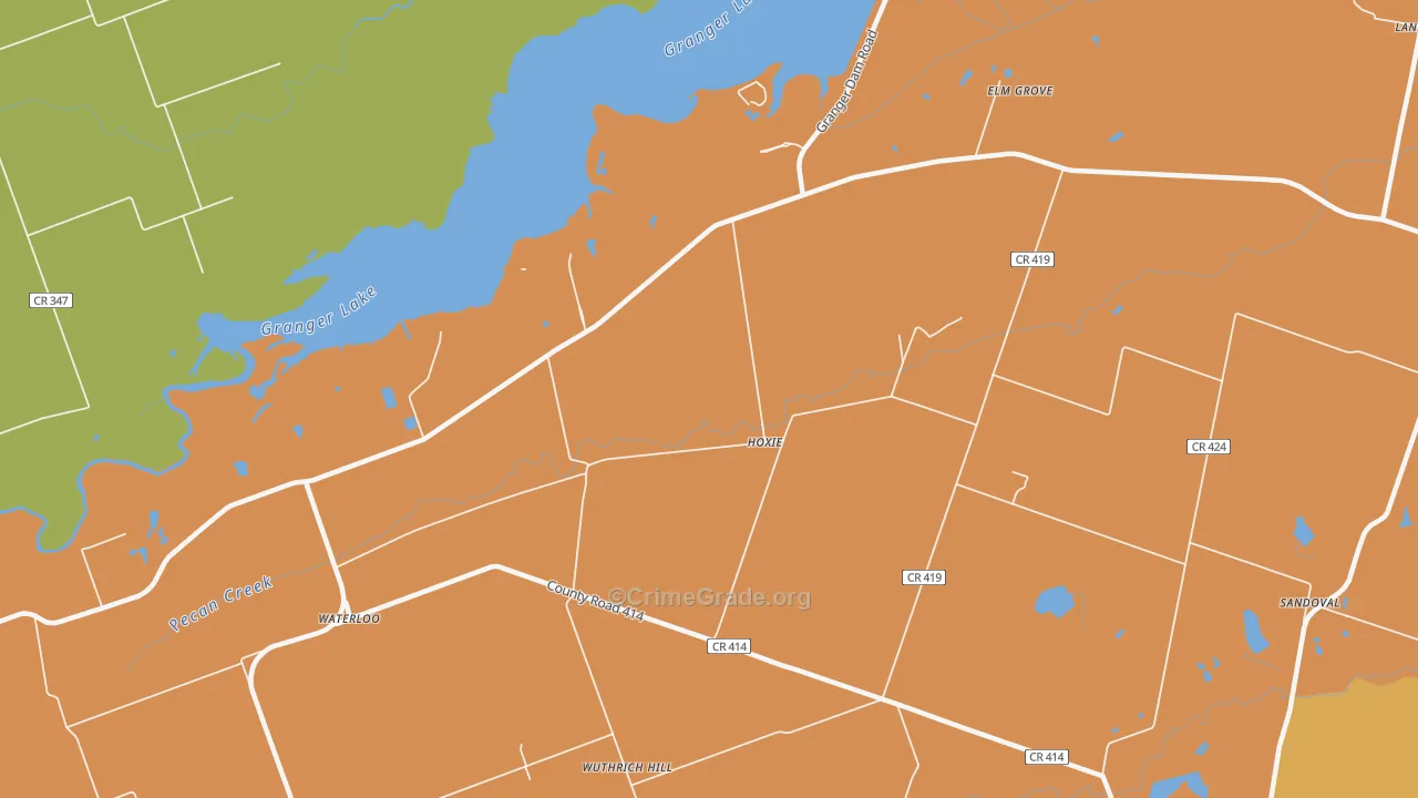 Hoxie, TX Map of Robbery Rates