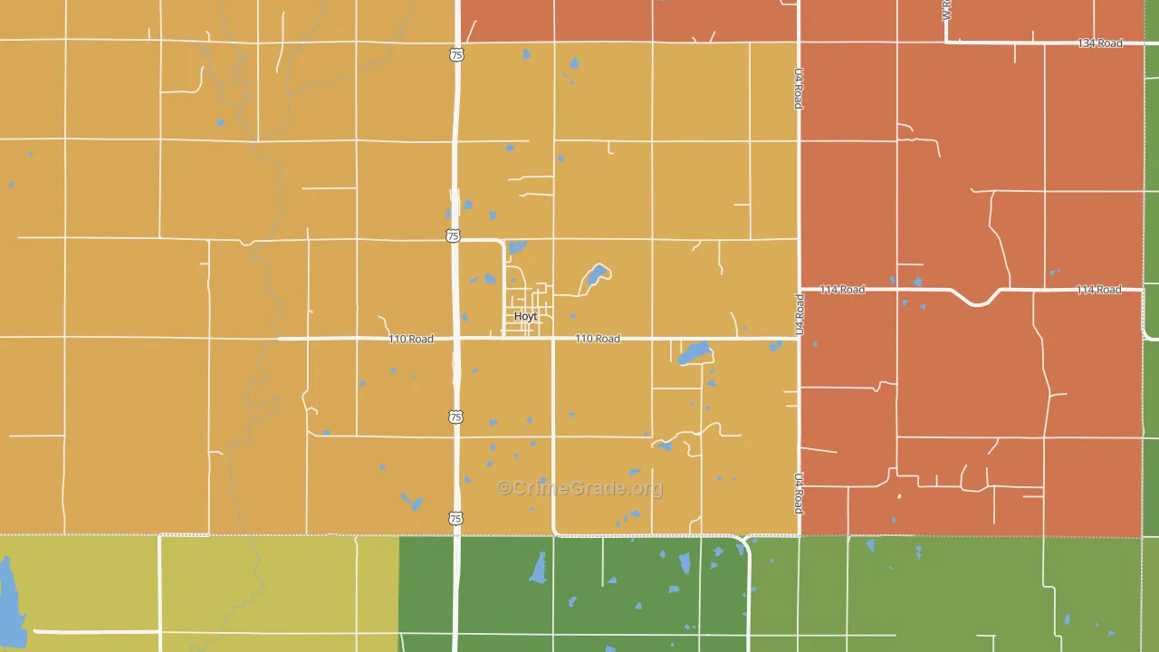 Hoyt, KS Map of Robbery Rates