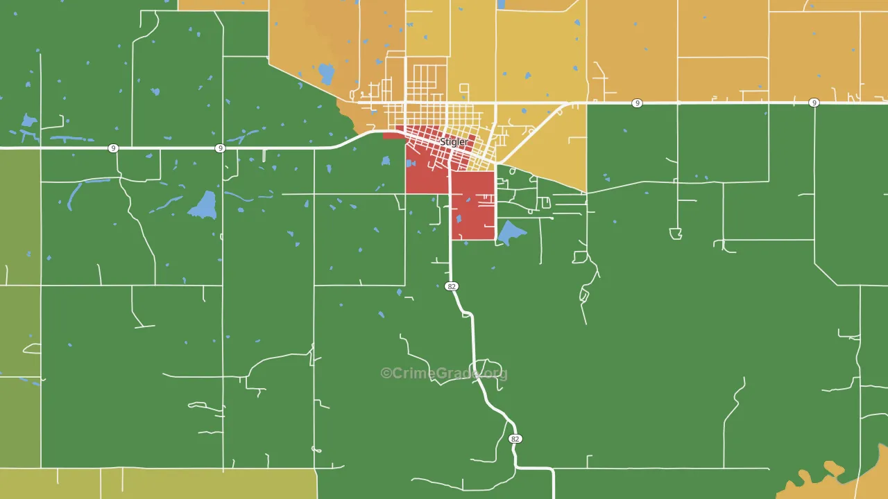 Hoyt, OK Map of Robbery Rates