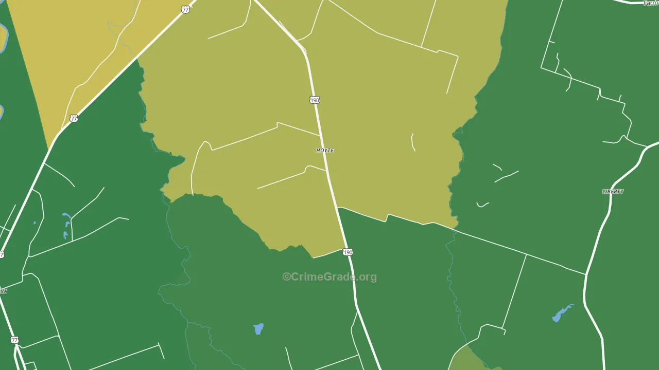 Hoyte, TX Map of Robbery Rates