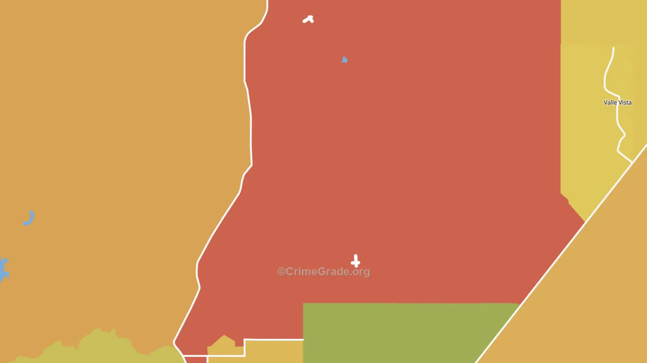 Hualapai, AZ Map of Robbery Rates