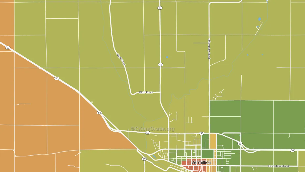 Hub City, SD Map of Robbery Rates