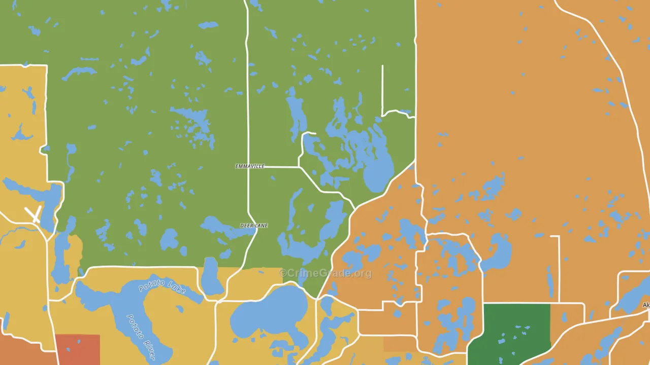 Hubbard County, MN Map of Robbery Rates