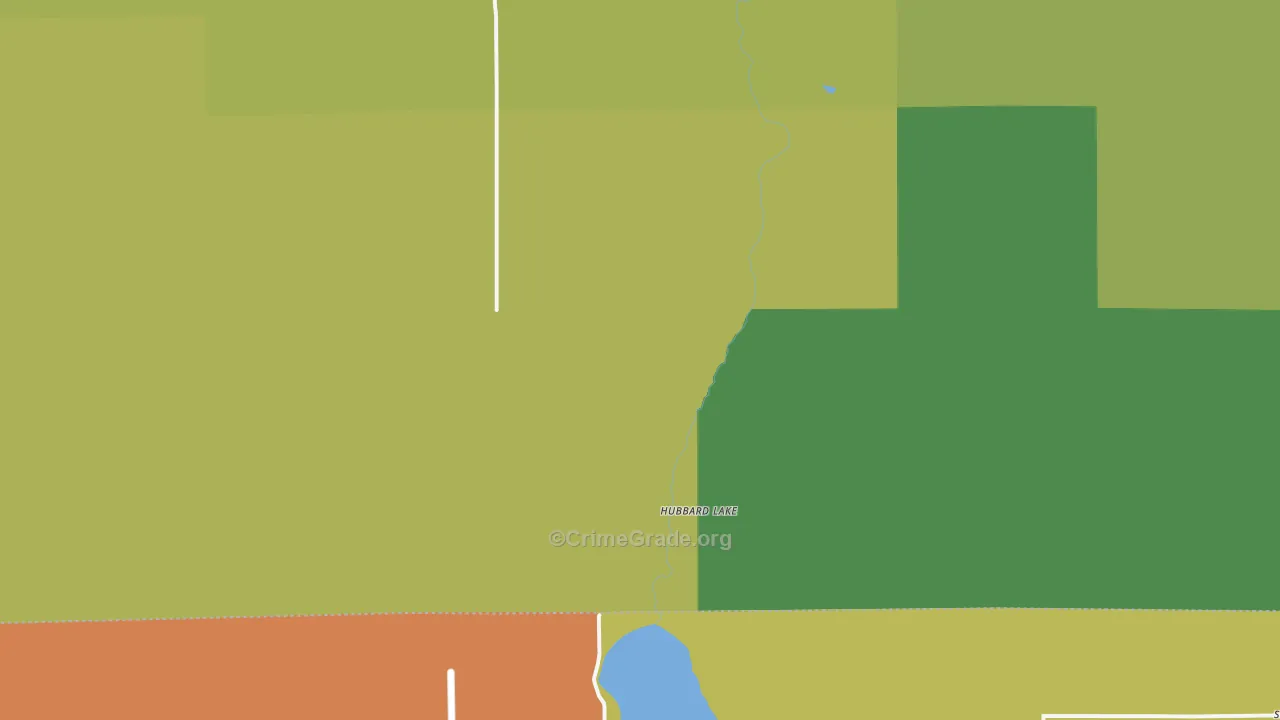 Hubbard Lake, MI Map of Robbery Rates