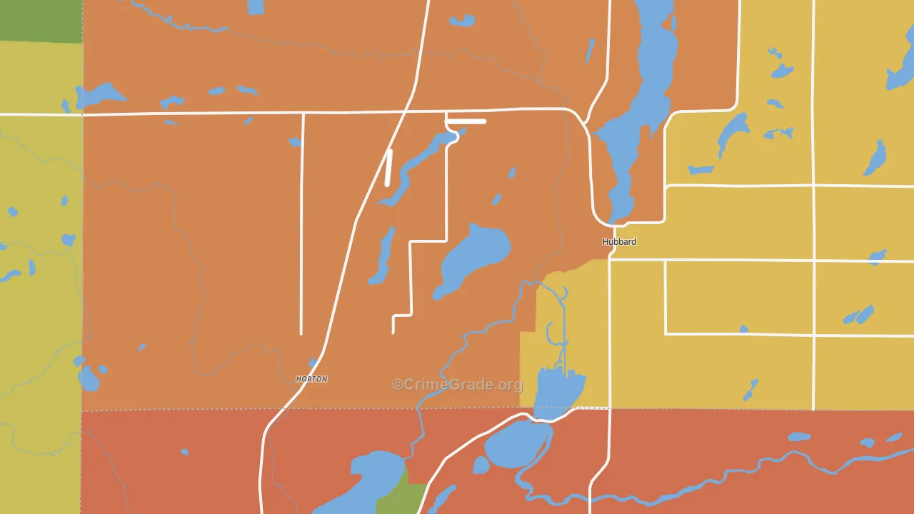 Hubbard, MN Map of Robbery Rates