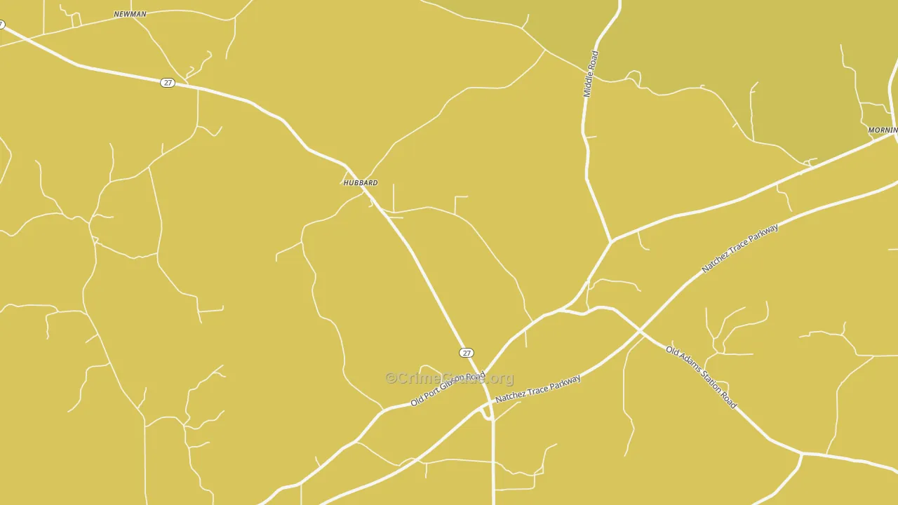 Hubbard, MS Map of Robbery Rates