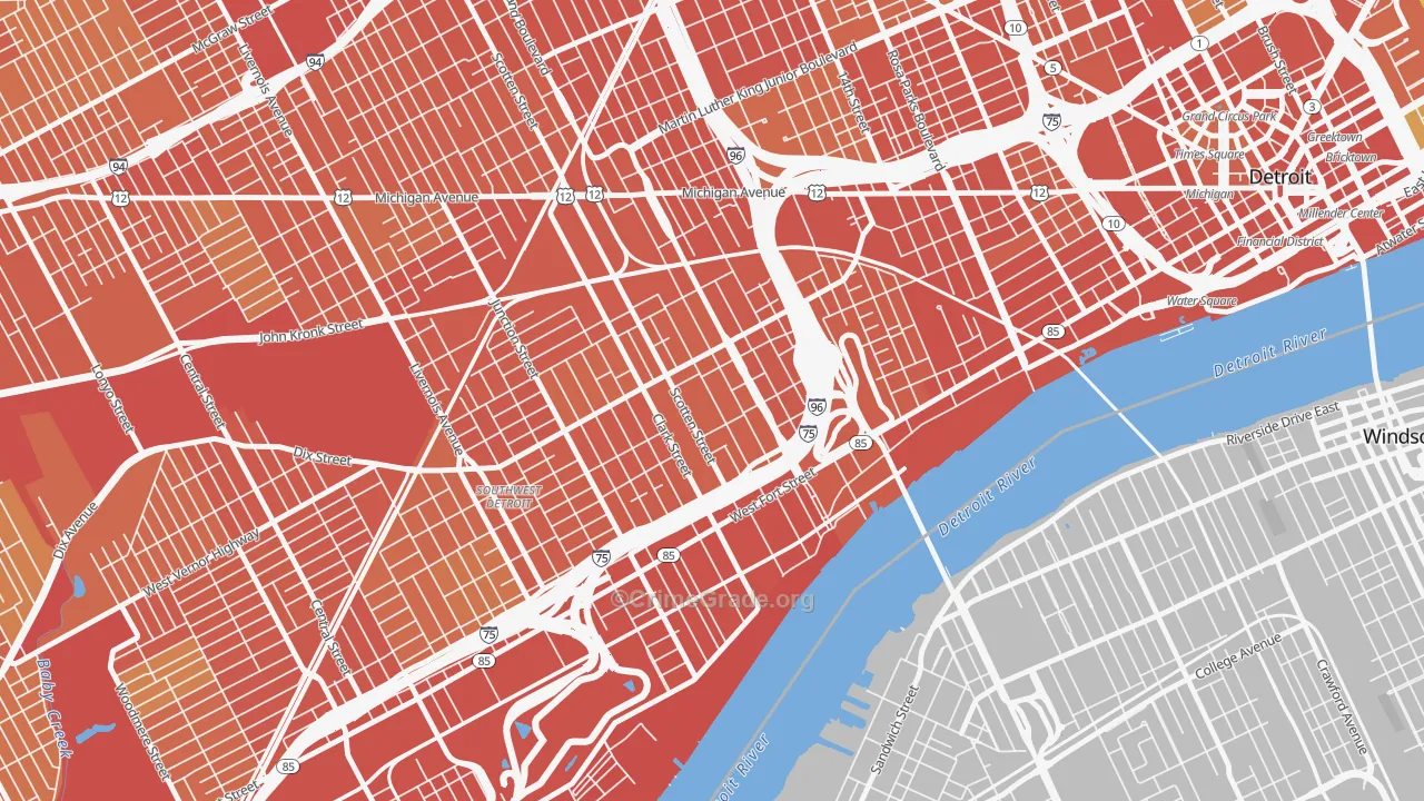 Hubbard-Richard, Detroit, MI Map of Robbery Rates
