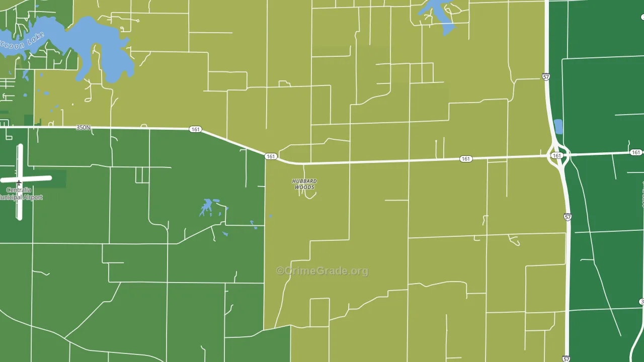 Hubbard Woods, IL Map of Robbery Rates