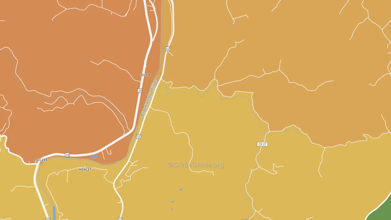Hubbardstown, WV Map of Robbery Rates