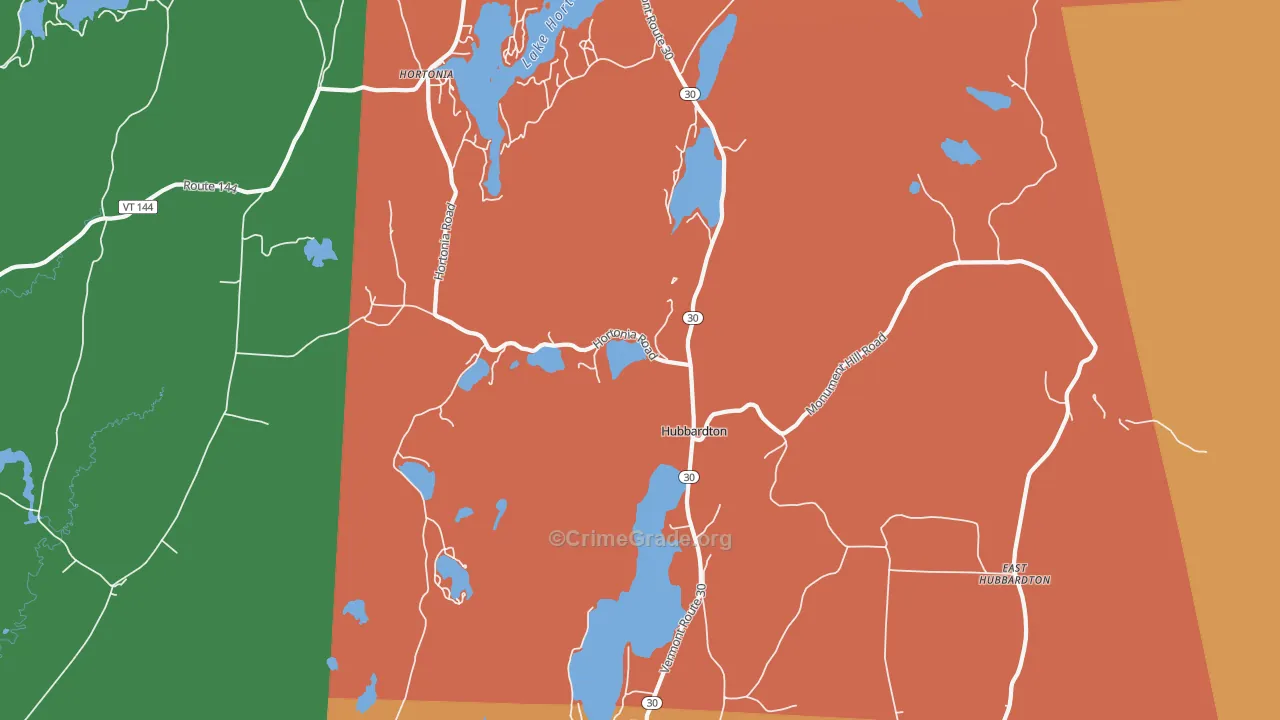 Hubbardton, VT Map of Robbery Rates