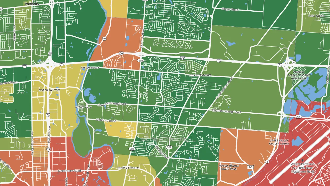 Huber Heights, OH Map of Robbery Rates