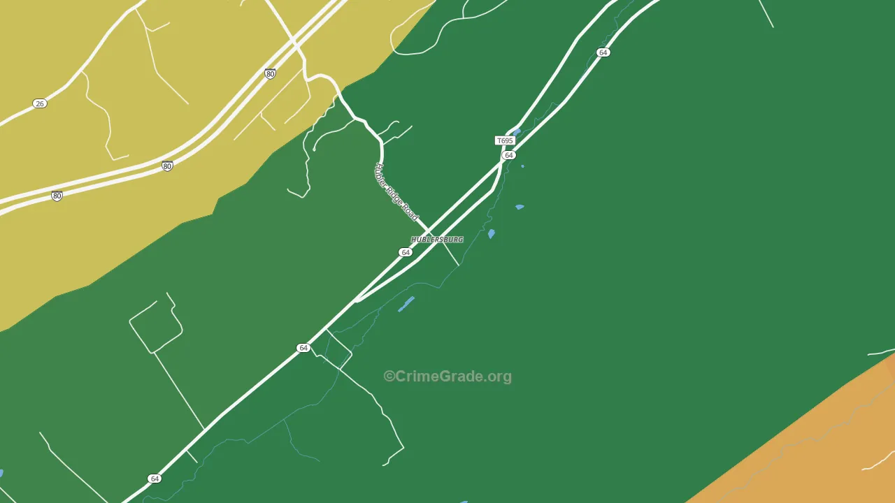 Hublersburg, PA Map of Robbery Rates