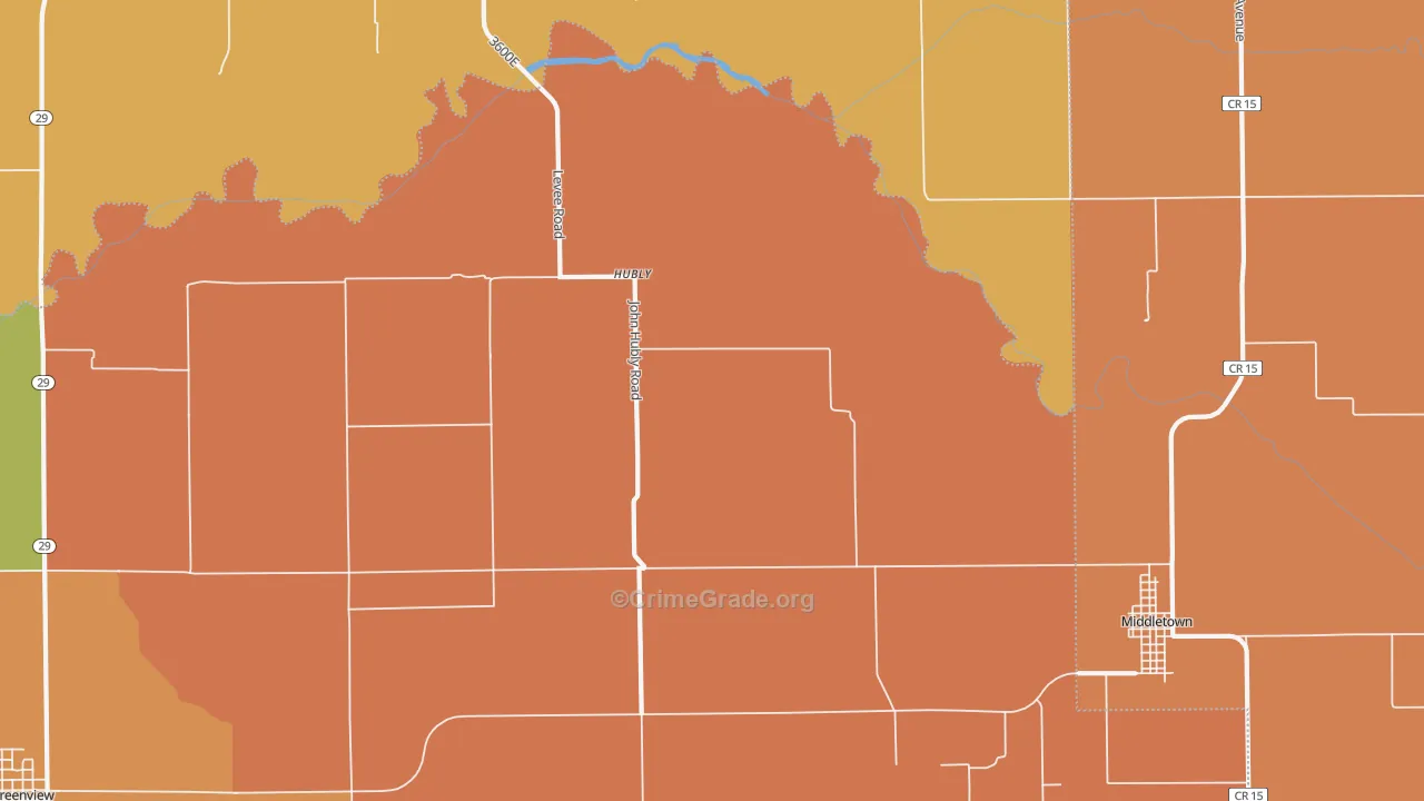 Hubly, IL Map of Robbery Rates