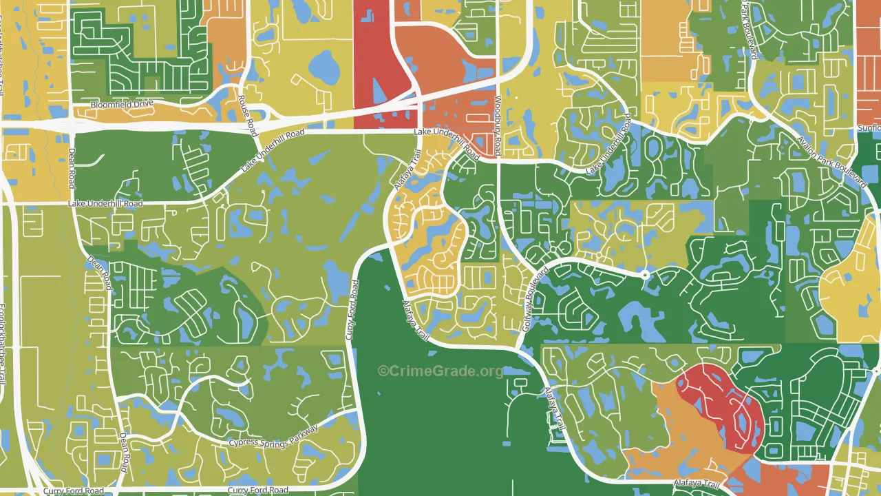 Huckleberry Fields, Alafaya, FL Map of Robbery Rates