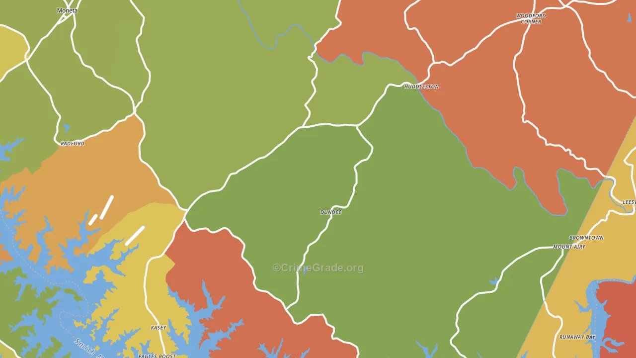 Huddleston, VA Map of Robbery Rates