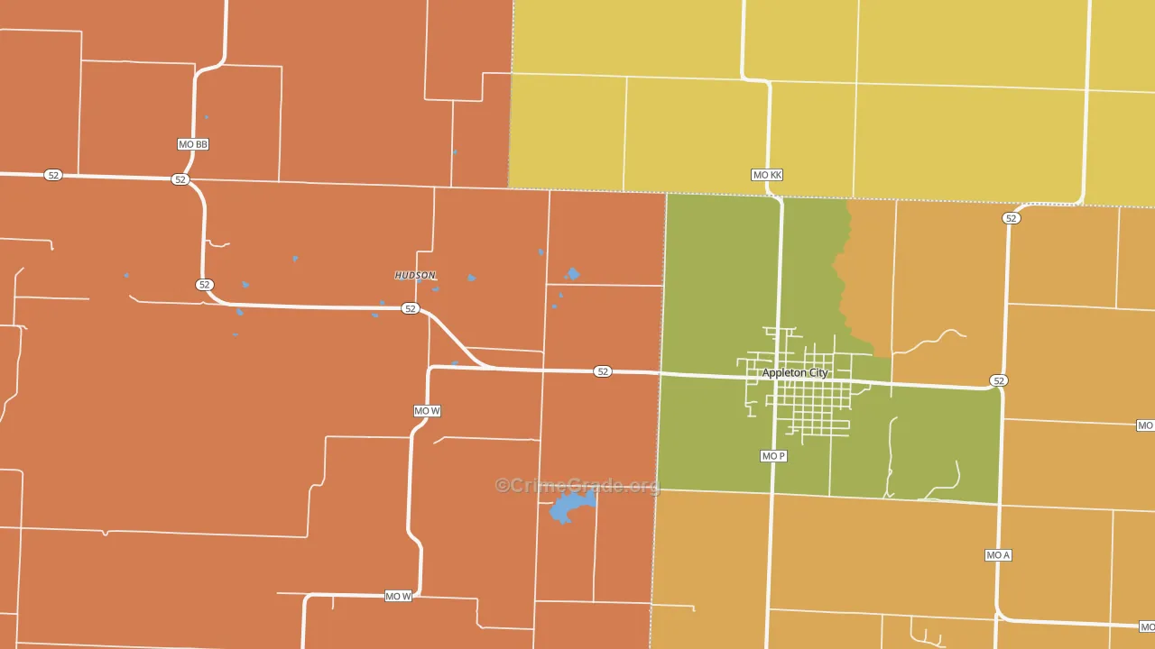 Hudson, MO Map of Robbery Rates