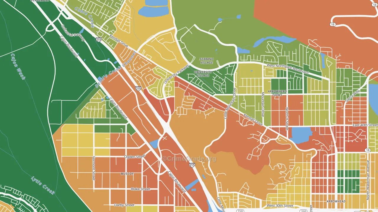 Hudson, San Bernardino, CA Map of Robbery Rates