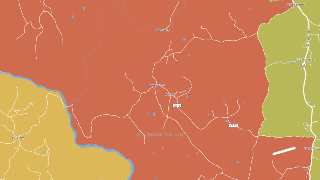 Hudson, WV Map of Robbery Rates