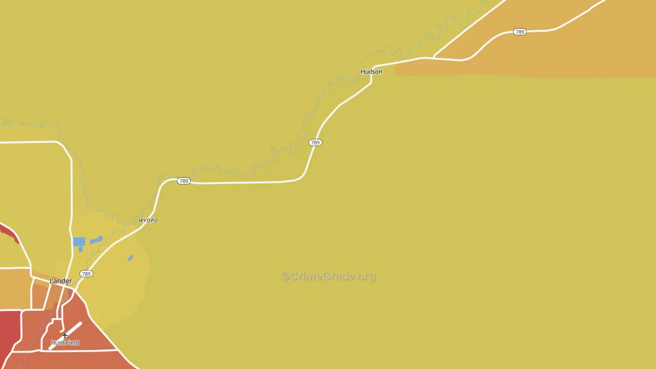 Hudson, WY Map of Robbery Rates