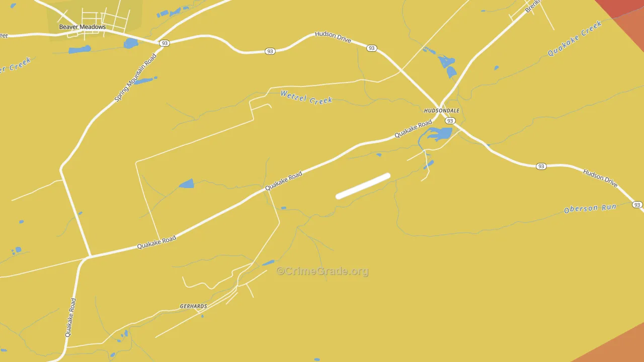 Hudsondale, PA Map of Robbery Rates