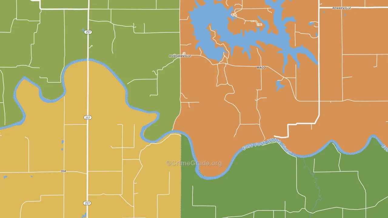 Hudsonville, IN Map of Robbery Rates